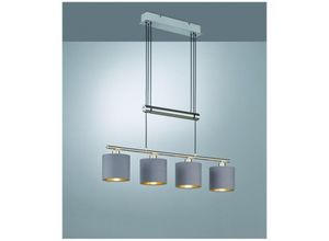 8055303911661 - Pendelleuchte Garda Nickel 4 Lampenschirme Tortora-Gold Stoff L77 cm Trio Lighting