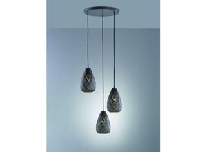 8055303912507 - Iperbriko - Moderne runde Aufhängung 3xE27 Anthrazit Onyx mit Trio Lighting Laser Cuts