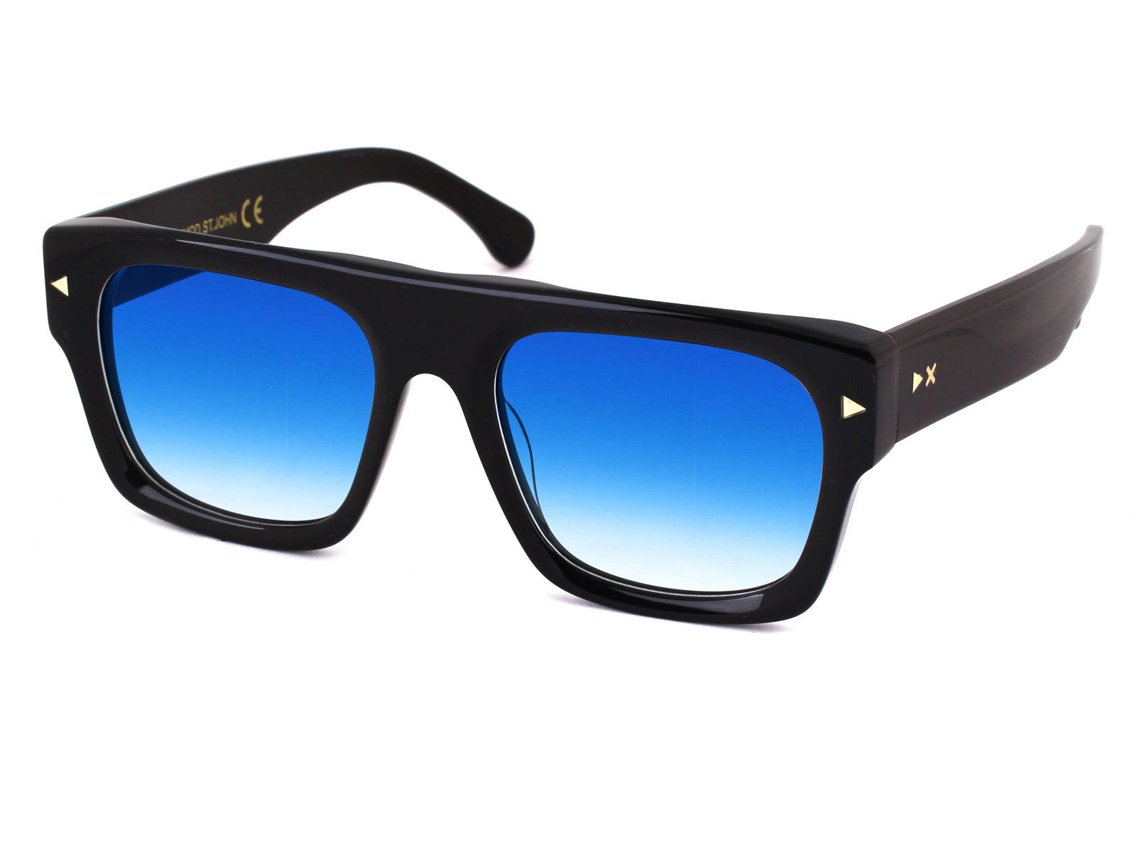 8055385820080 - XLAB Unisex ST JOHN Gläser SONNENBRILLEN Acetat Schwarz Hellblau Wraparound  Schattiert