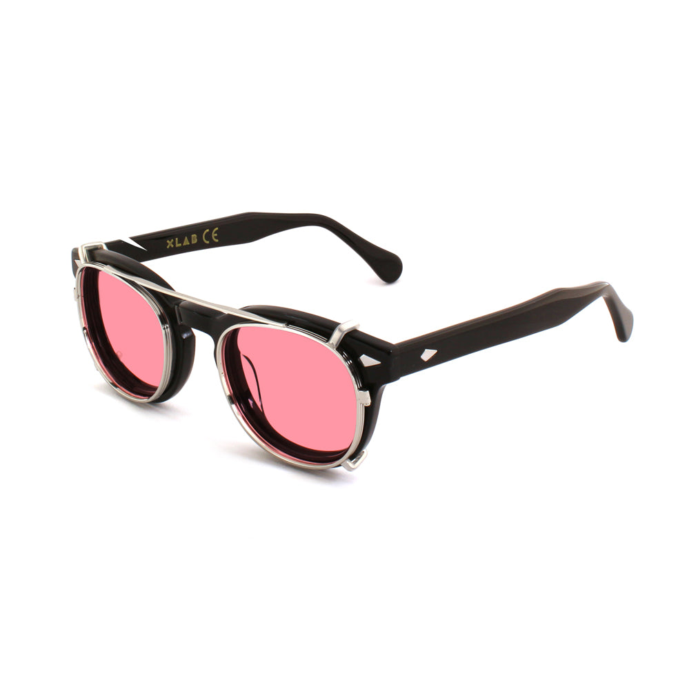 8055385828161 - XLAB Unisex Clip-on 02 Argento Rosa polarizzato per 8004 stile moscot calibro 48mm Clip on Acetat Silber Rosa Pantos Polarisiert