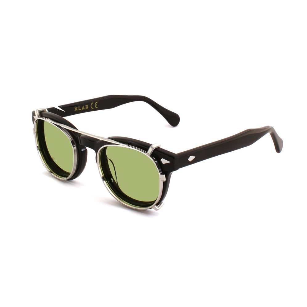 8055385828208 - XLAB Unisex Clip-on 02 Argento Verde polarizzato per 8004 stile moscot calibro 48mm Clip on Acetat Silber Grün Pantos Polarisiert