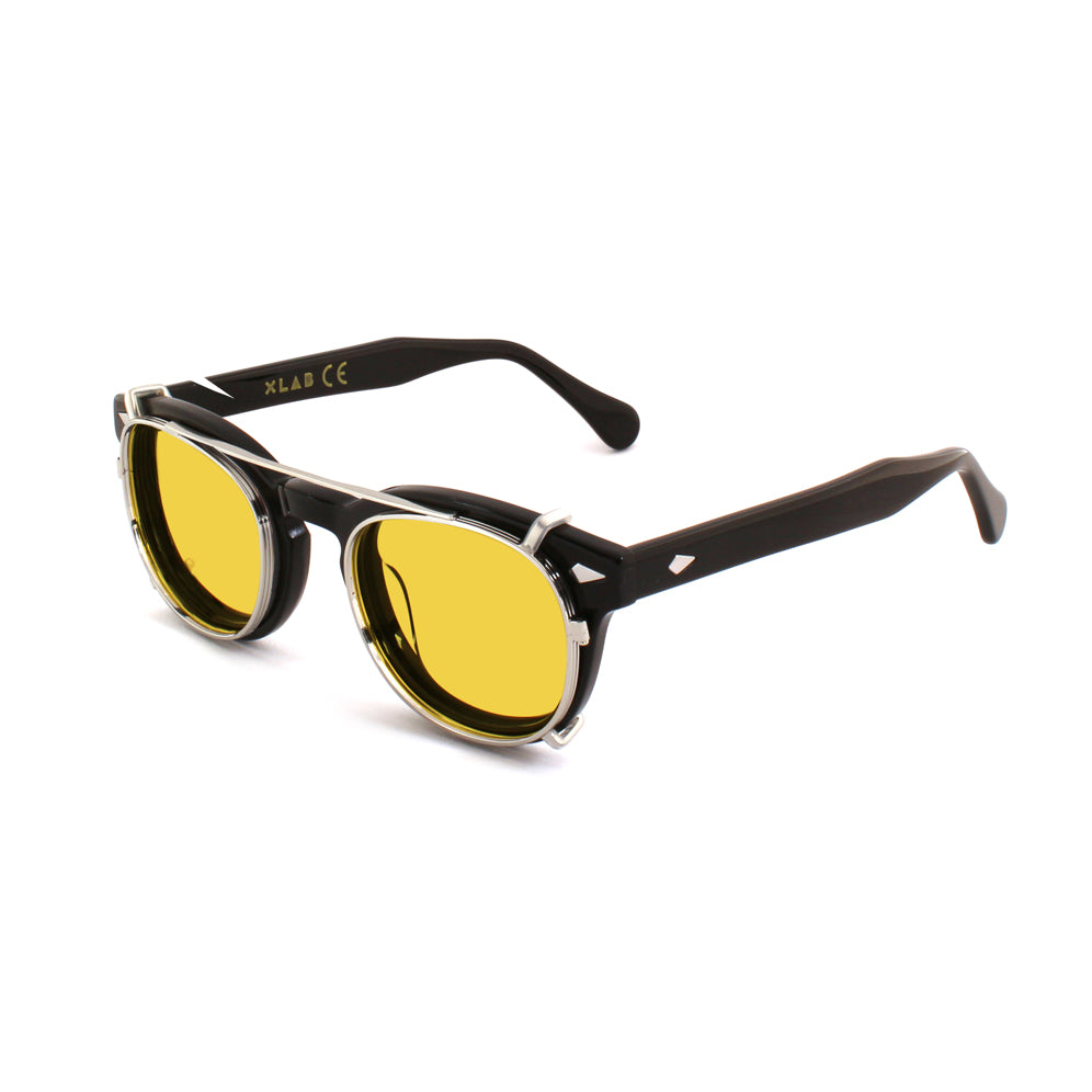 8055385828239 - XLAB Unisex Clip-on 02 Argento Giallo polarizzato per 8004 stile moscot calibro 48mm Clip on Acetat Silber Gelb Pantos Polarisiert