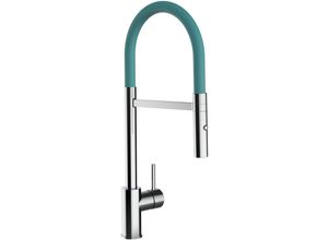 8055765122148 - Vizio - Wasserhahn Kueche Spueltischarmatur Verchromt Kuechenarmatur mit 360 schwenkbarem Tuerkis Auslauf und abnehmbare 2 strahl Handbrause