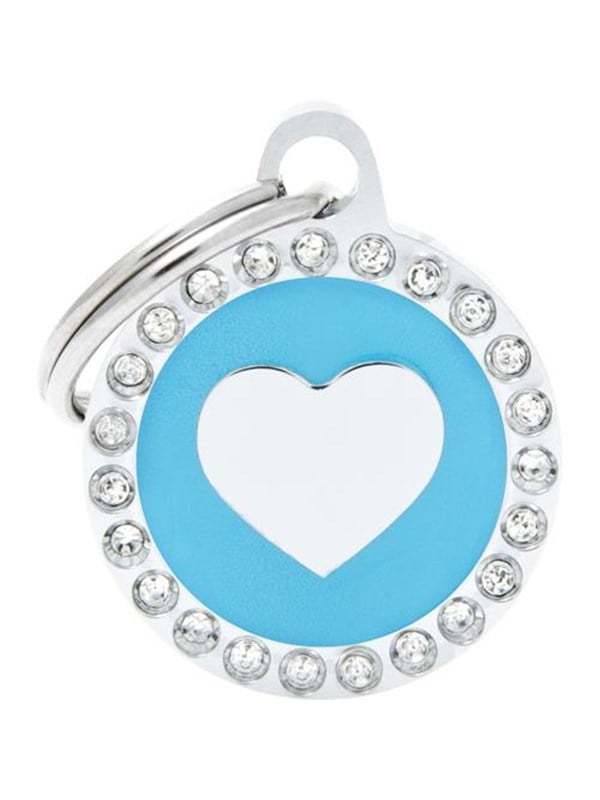 8055960251377 - Glam Heart Light Blue Circle Strass ID Tag