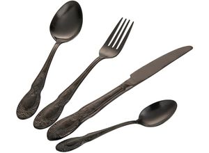 8056159027018 - Besteck-Set VILLA DESTE Wonderland satiniert Essbesteck-Sets Gr 24 tlg schwarz Besteckgarnituren Essbesteck-Set 24-teilig für 6 Personen Edelstahl 180 satiniert