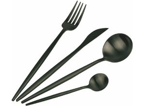 8056159052041 - Besteck-Set VILLA DESTE Preciosa satiniert Essbesteck-Sets Gr 24 tlg schwarz Besteckgarnituren Essbesteck-Set 24-teilig für 6 Personen Edelstahl 180 satiniert