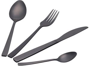 8056159072858 - Besteck-Set VILLA DESTE Modern satiniert Essbesteck-Sets Gr 24 tlg schwarz Besteckgarnituren Essbesteck-Set 24-teilig für 6 Personen Edelstahl 180 satiniert