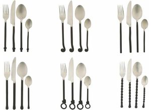 8056159089436 - Besteck-Set VILLA DESTE Materia Black Essbesteck-Sets Gr 24 tlg schwarz Besteckgarnituren Essbesteck-Set 24-teilig für 6 Personen Edelstahl 180 poliert