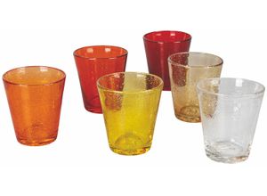 8056159098896 - Gläser-Set VILLA DESTE Cancun Sunset Trinkgefäße Gr Ø 9 cm x 10 cm 330 ml 6 tlg bunt (rot orange gelb) Gläser-Sets Wassergläser-Set 6-teilig Inhalt 330 ml