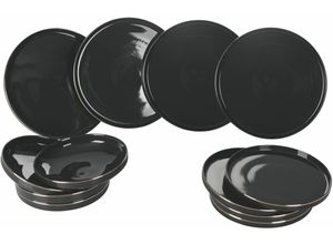 8056159113001 - Teller-Set VILLA DESTE Geschirr-Set Luxury Black Geschirr-Sets Gr 12 tlg schwarz Teller-Set Service Tafelservice mit Goldrand 12 Teile für 4 Personen