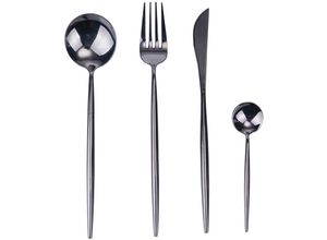 8056159118044 - Besteck-Set VILLA DESTE Preciosa Essbesteck-Sets Gr 24 tlg schwarz Besteckgarnituren Essbesteck-Set 24-teilig für 6 Personen poliert Edelstahl 180