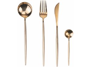 8056159118051 - Besteck-Set VILLA DESTE Preciosa Essbesteck-Sets Gr 24 tlg goldfarben Besteckgarnituren Essbesteck-Set 24-teilig für 6 Personen poliert Edelstahl 180