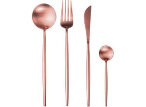 8056159119126 - Besteck-Set VILLA DESTE Preciosa Kupfer Essbesteck-Sets Gr 24 tlg rosegold (kupfer) Besteckgarnituren Essbesteck-Set 24-teilig für 6 Personen mattiert Edelstahl 180