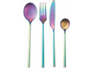 8056159134204 - Besteck-Set VILLA DESTE Stylo Regenbogen Essbesteck-Sets Gr 24 tlg bunt (regenbogenfarben) Besteckgarnituren Essbesteck-Set 24-teilig für 6 Personen Edelstahl 180