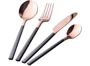 8056159134280 - Besteck-Set VILLA DESTE Stylo Duo poliert Essbesteck-Sets Gr 24 tlg schwarz (kupferfarben schwarz) Besteckgarnituren Essbesteck-Set 24-teilig für 6 Personen Edelstahl 180 poliert