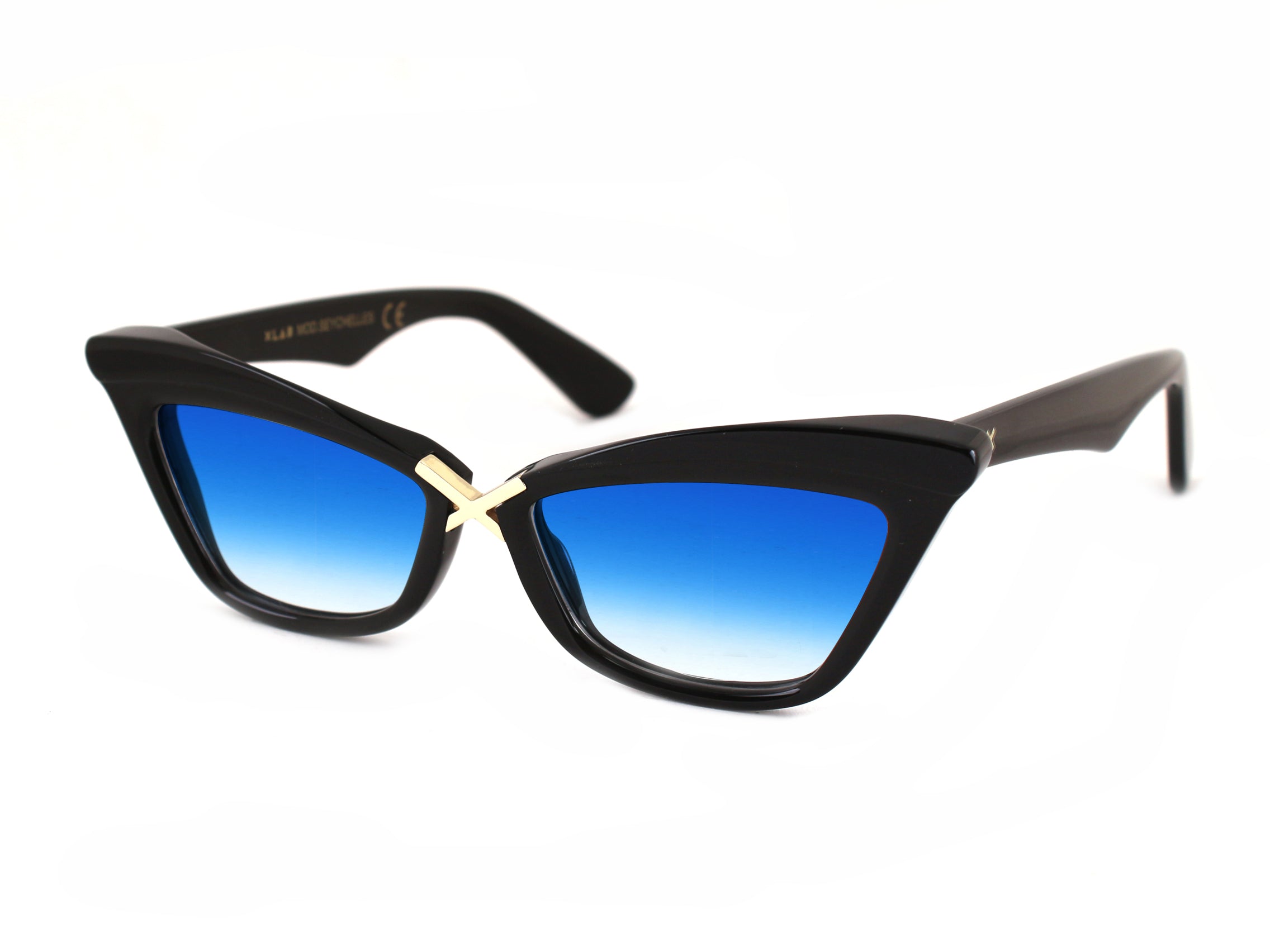 8056249007395 - XLAB Damen SEYCHELLES Gläser SONNENBRILLEN Acetat Schwarz Hellblau Cat Eye  Schattiert