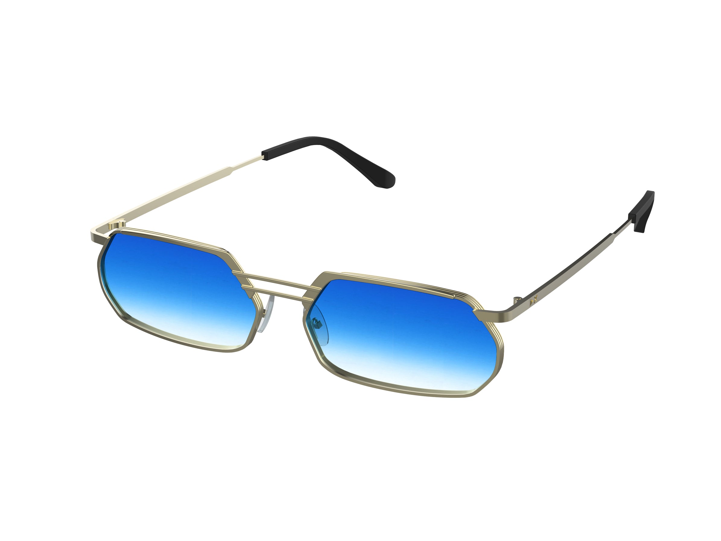 8056249009351 - XLAB Unisex BOROCAY Gläser SONNENBRILLEN Metall Gold Hellblau Quadratisch  Schattiert