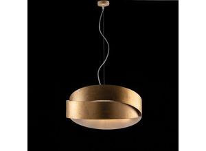 8056249320050 - Webmarketpoint - Lampadario a sospensione in ferro Bianco Oro due luci 46x h22 cm