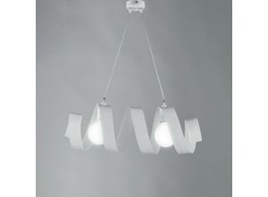 8056249320128 - Webmarketpoint - Lampadario moderno a sospensione in ferro due luci Bianco 54x h20 cm