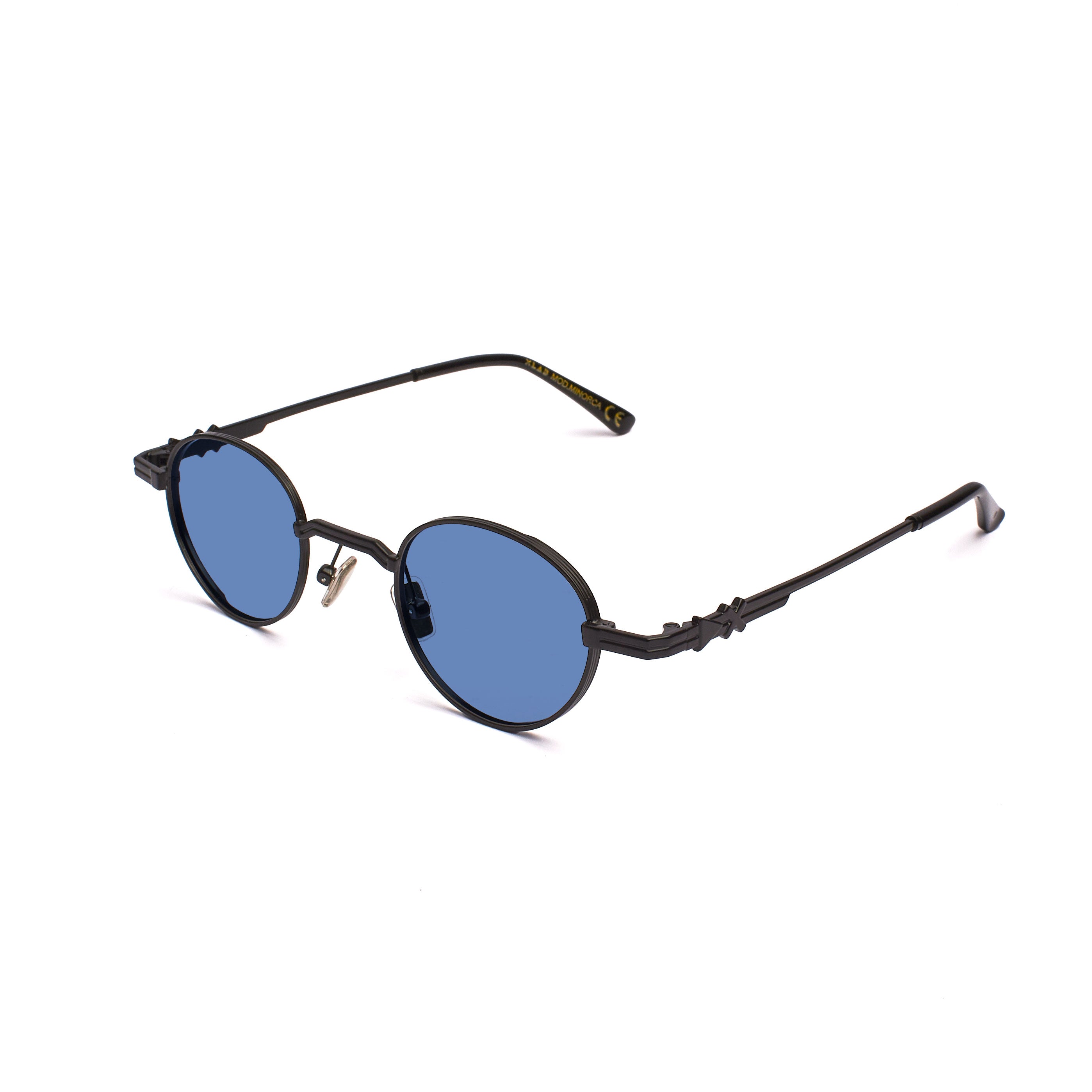 8056254601618 - XLAB Unisex Minorca Gläser SONNENBRILLEN Metall Schwarz Hellblau Rund Polarisiert