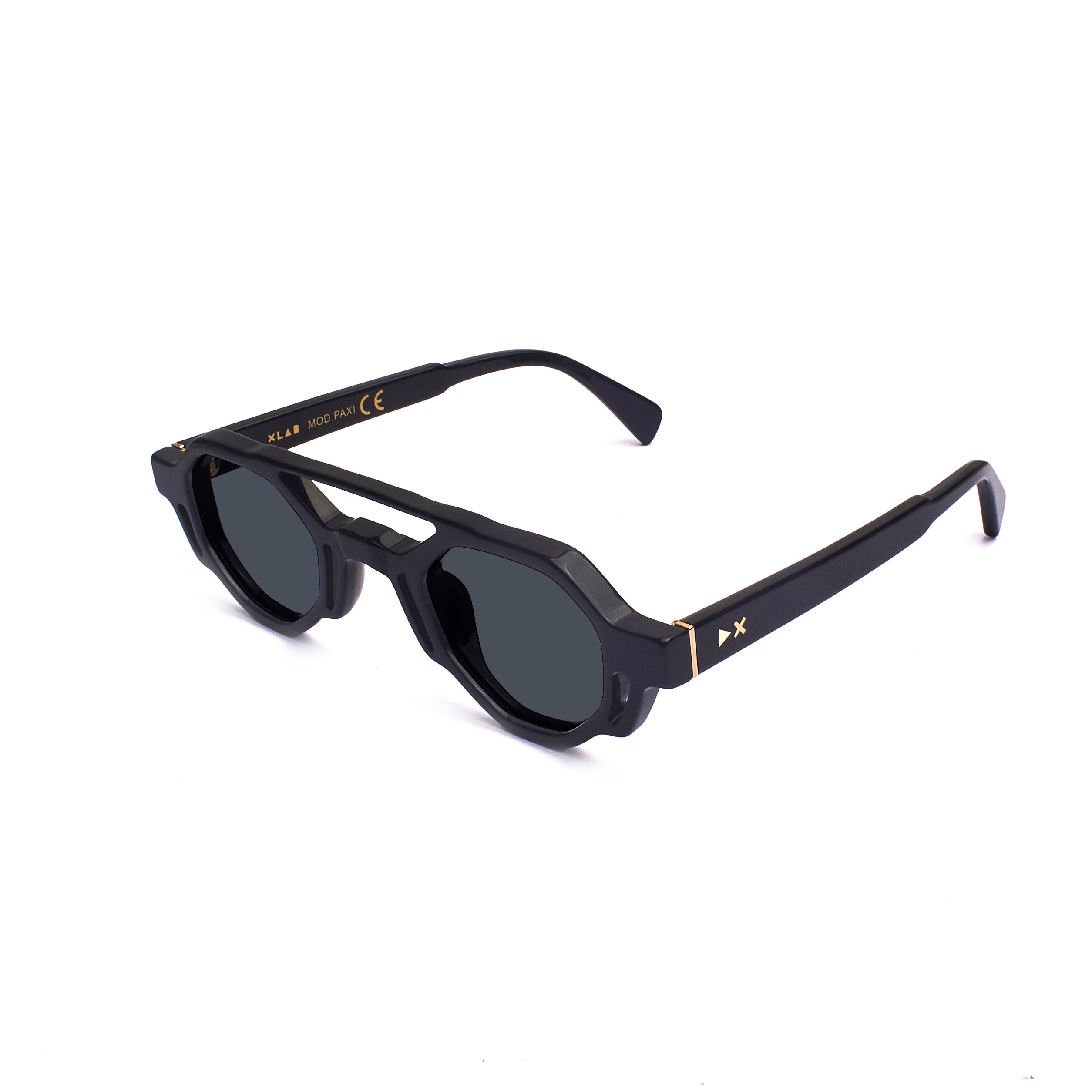 8056254606651 - XLAB Unisex Paxi Gläser SONNENBRILLEN Acetat Schwarz Rauch Geometrisch Polarisiert