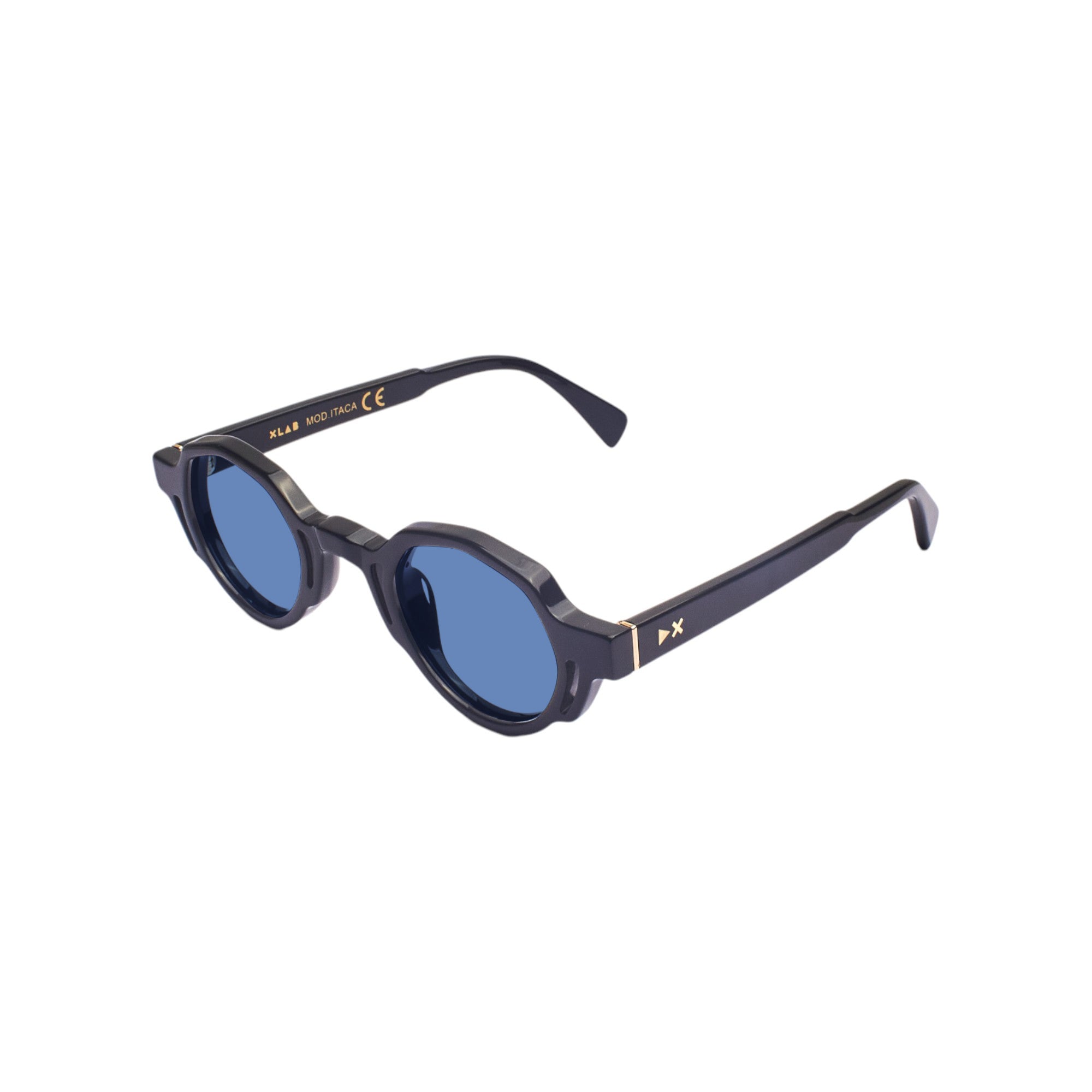 8056254607061 - XLAB Unisex mod Itaca Gläser SONNENBRILLEN Acetat Schwarz Hellblau Geometrisch Polarisiert