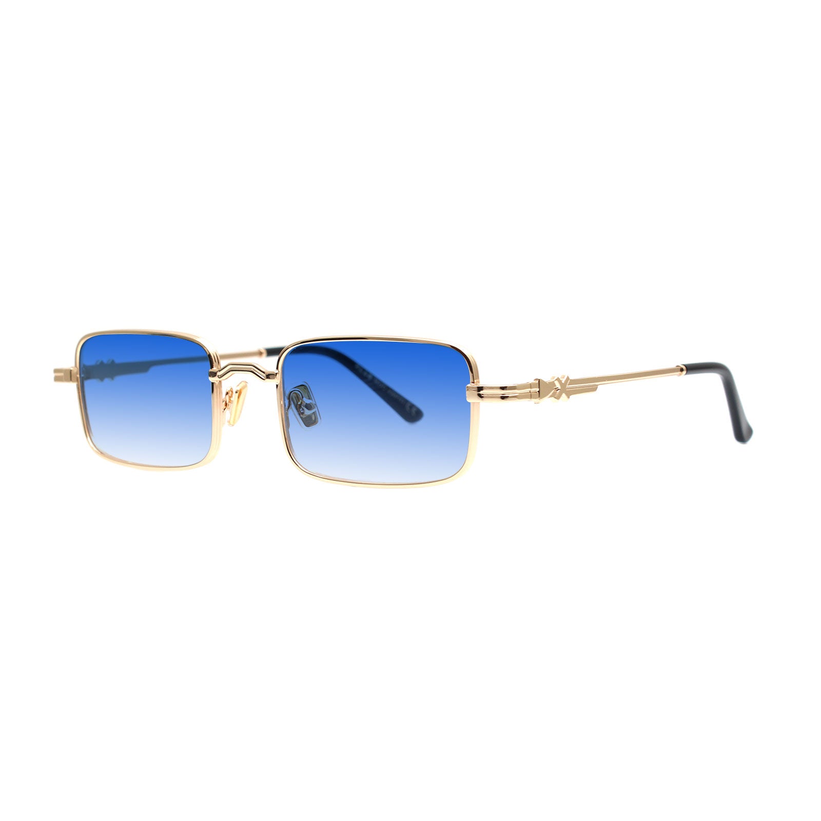 8056254645322 - XLAB Unisex KAPITI Gläser SONNENBRILLEN Metall Gold Hellblau Quadratisch Normal Schattiert