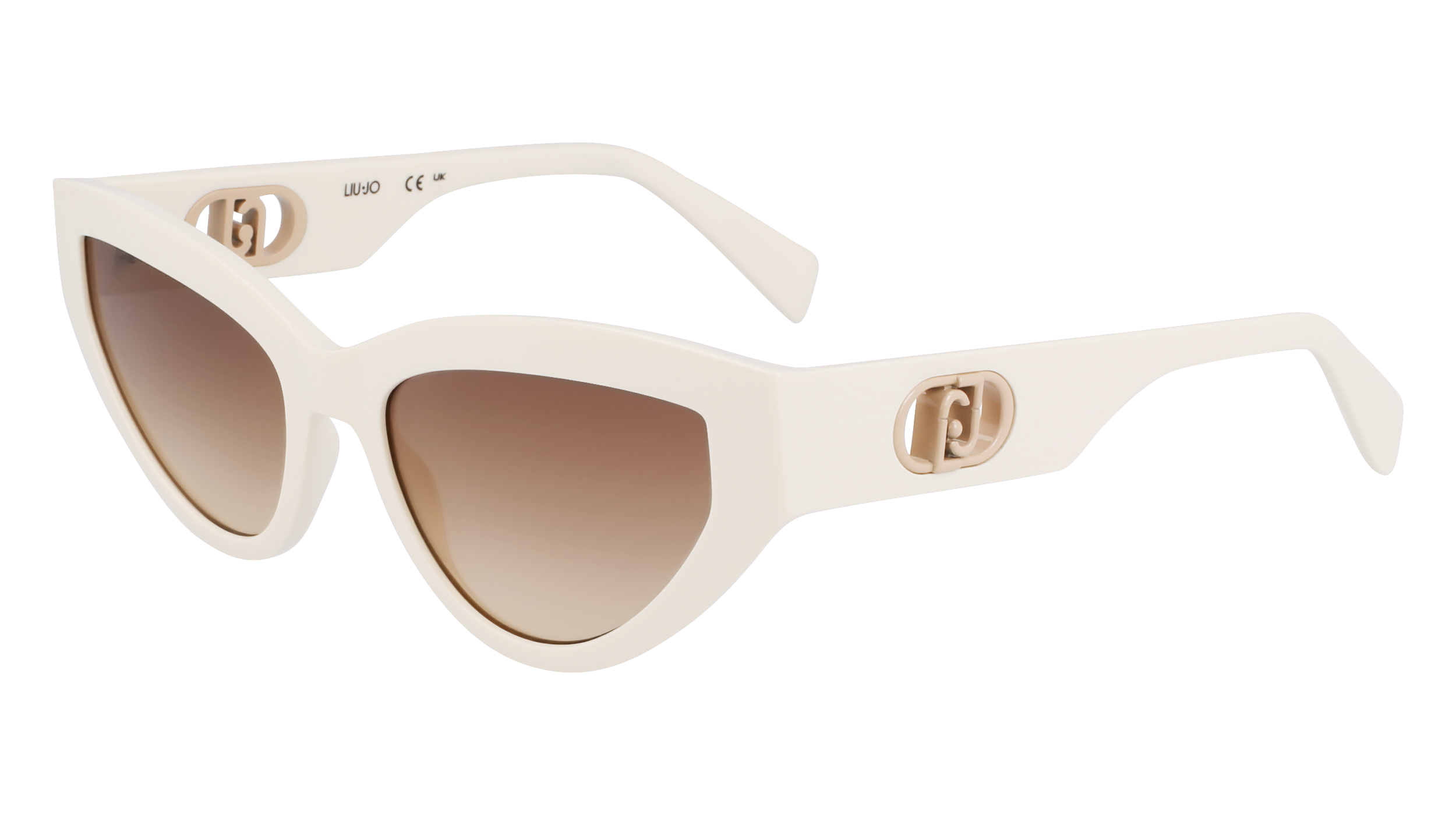 8056255308745 - Damen LJ800S 102 Gläser SONNENBRILLEN Bio-Injekt Weiß Braun Cat Eye Normal Schattiert