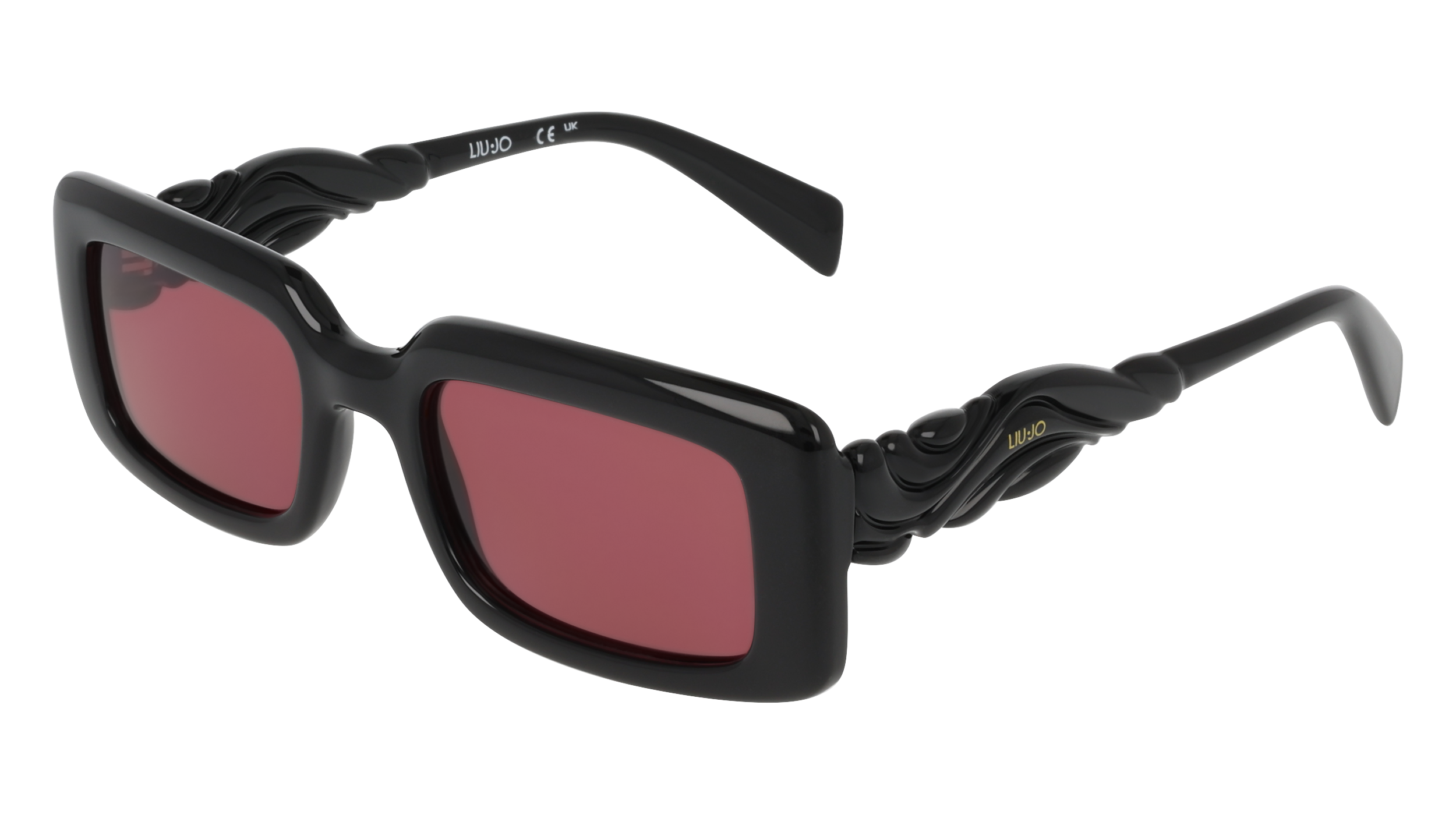 8056255785683 - Damen LJ806S 001 Gläser SONNENBRILLEN Bio-Injekt Schwarz Rot Quadratisch Normal