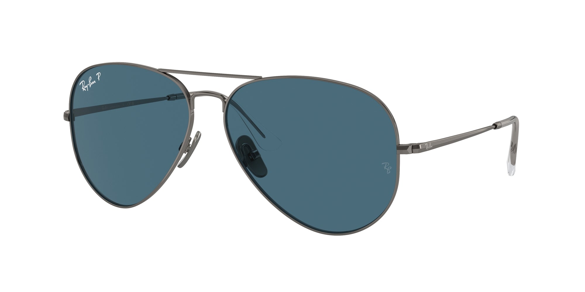 8056262031728 - Unisex RB8089 Aventor Titanium 165 S2 Gläser SONNENBRILLEN Titan Gunmetal Blau Pilot Polarisiert Anti -Reflex