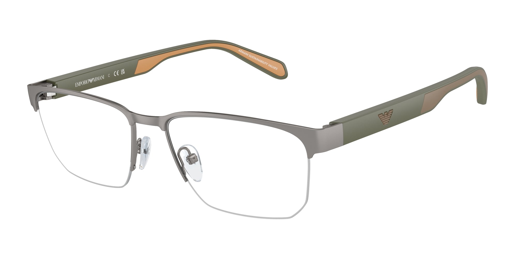 8056262035474 - Herren EA1162  3003 Rahmen von BRILLEN Metall Grau Transparent Geometrisch Normal