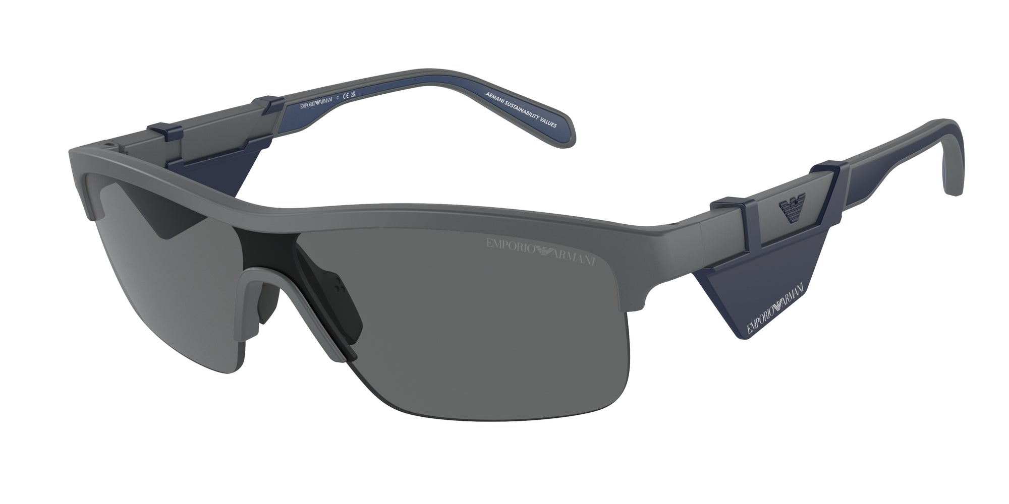8056262035559 - Herren EA4218  610387 Gläser SONNENBRILLEN Injiziert Grau Grau Geometrisch Normal