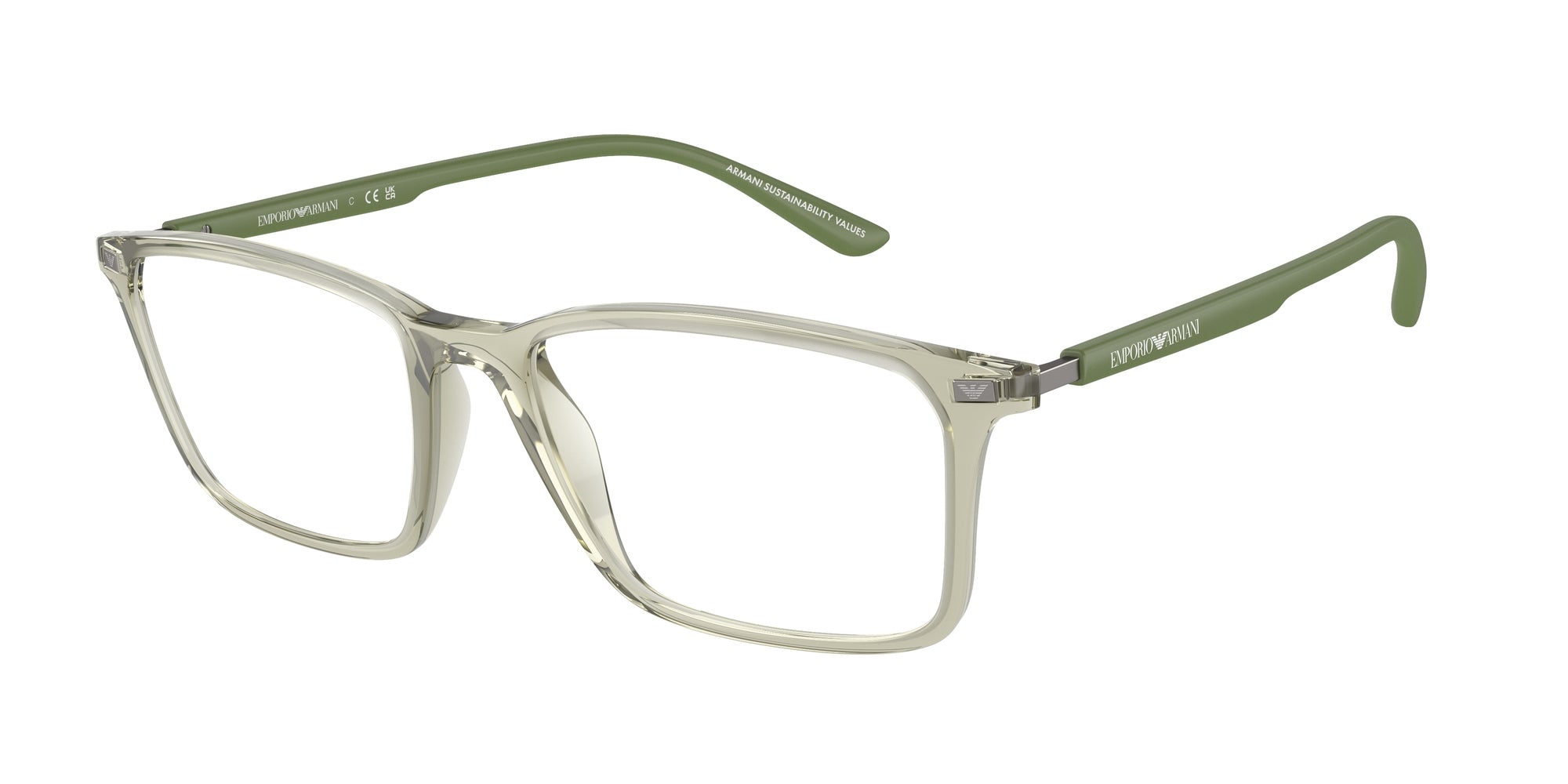 8056262035894 - Herren EA3237  6107 Rahmen von BRILLEN Injiziert Grün Transparent Quadratisch Normal