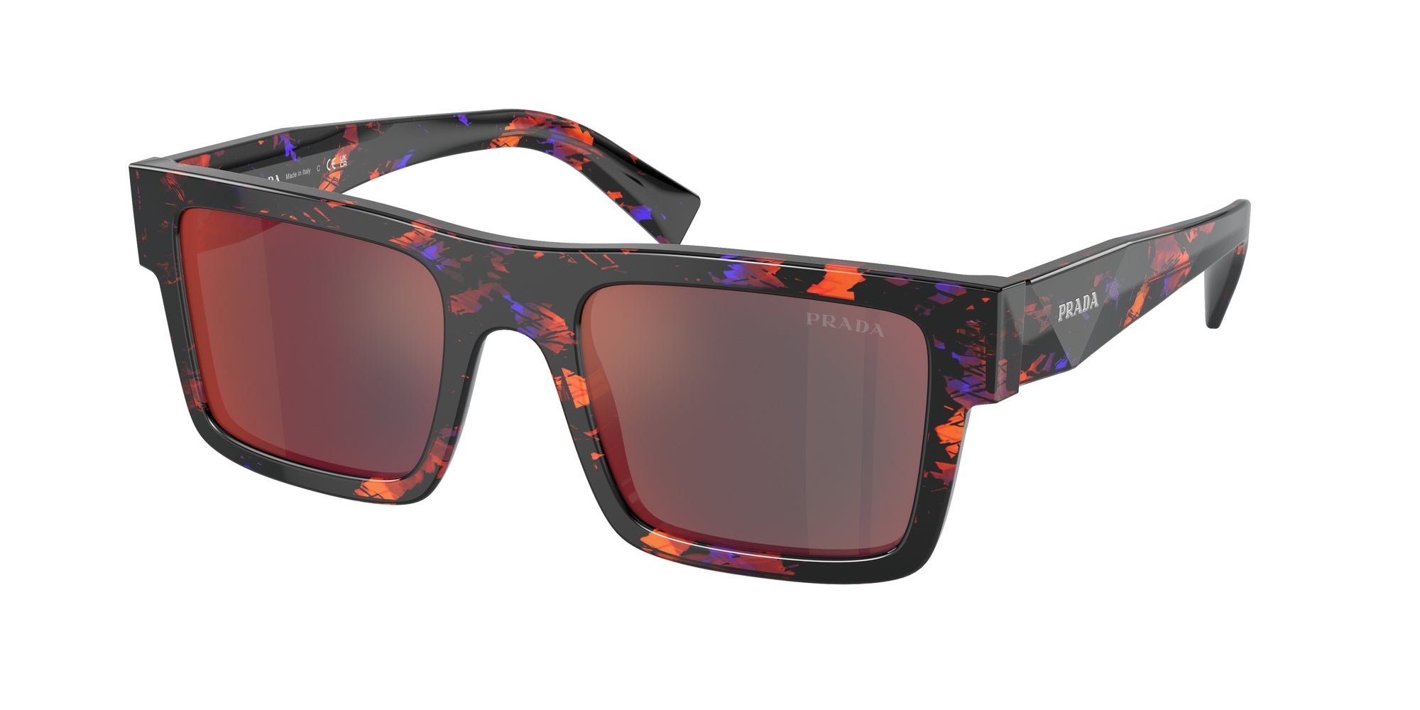 8056262083475 - Herren PR 19WS  06V40E Gläser SONNENBRILLEN Acetat Orange Grau Quadratisch Gespiegelt Spiegel