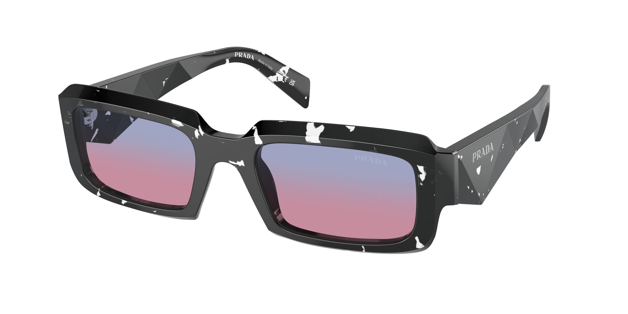 8056262084298 - Herren PR 27ZS  15O60E Gläser SONNENBRILLEN Acetat Schwarz Blau Geometrisch Normal Schattiert