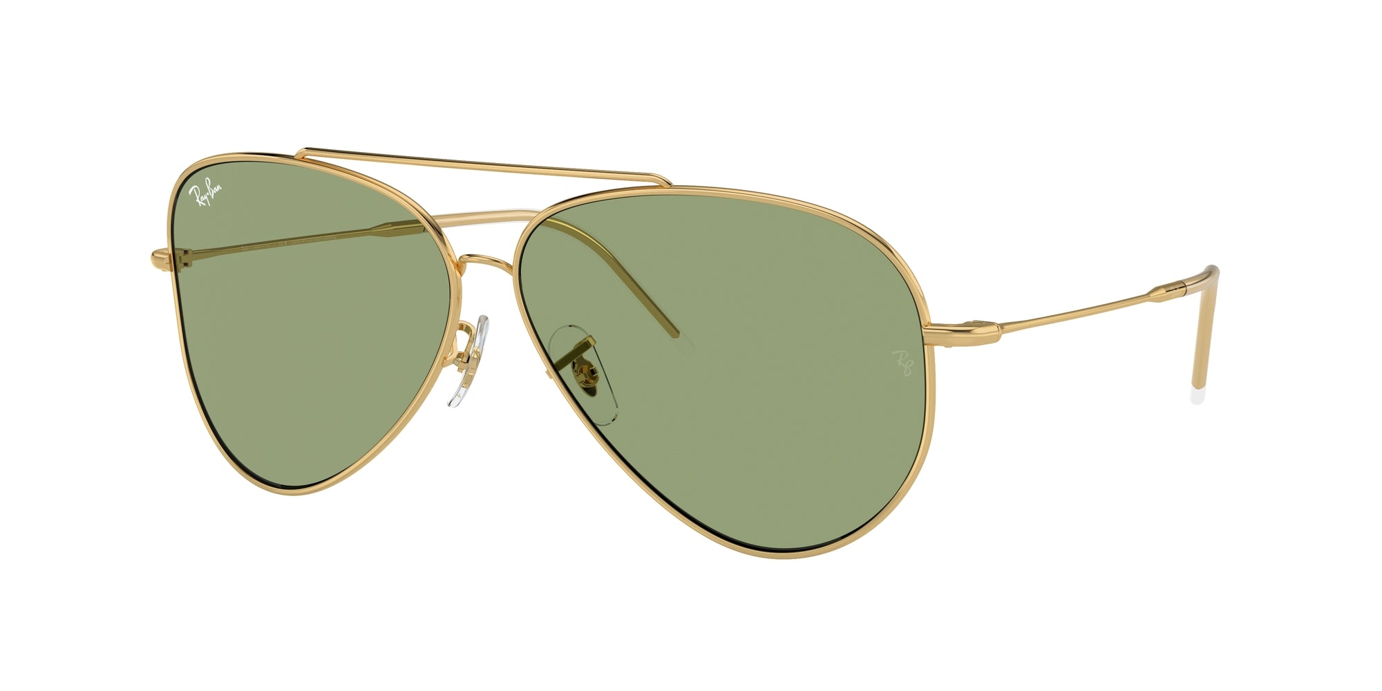 8056262096659 - Unisex RBR0101S Aviator Reverse 001 82 Gläser SONNENBRILLEN Metall Gold Grün Pilot Anti -Reflex