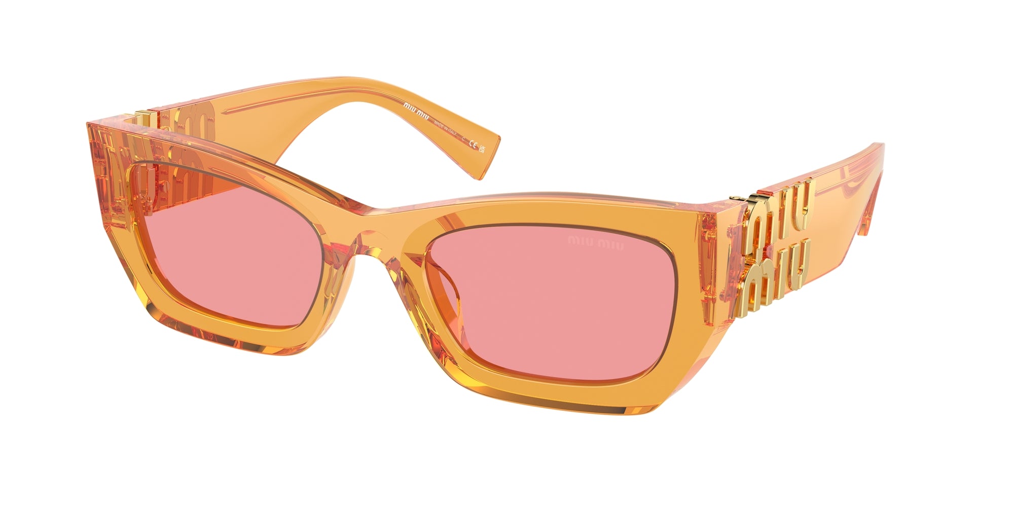 8056262097649 - Damen MU 09WS  12T1D0 Gläser SONNENBRILLEN Acetat Orange Rosa Quadratisch Normal