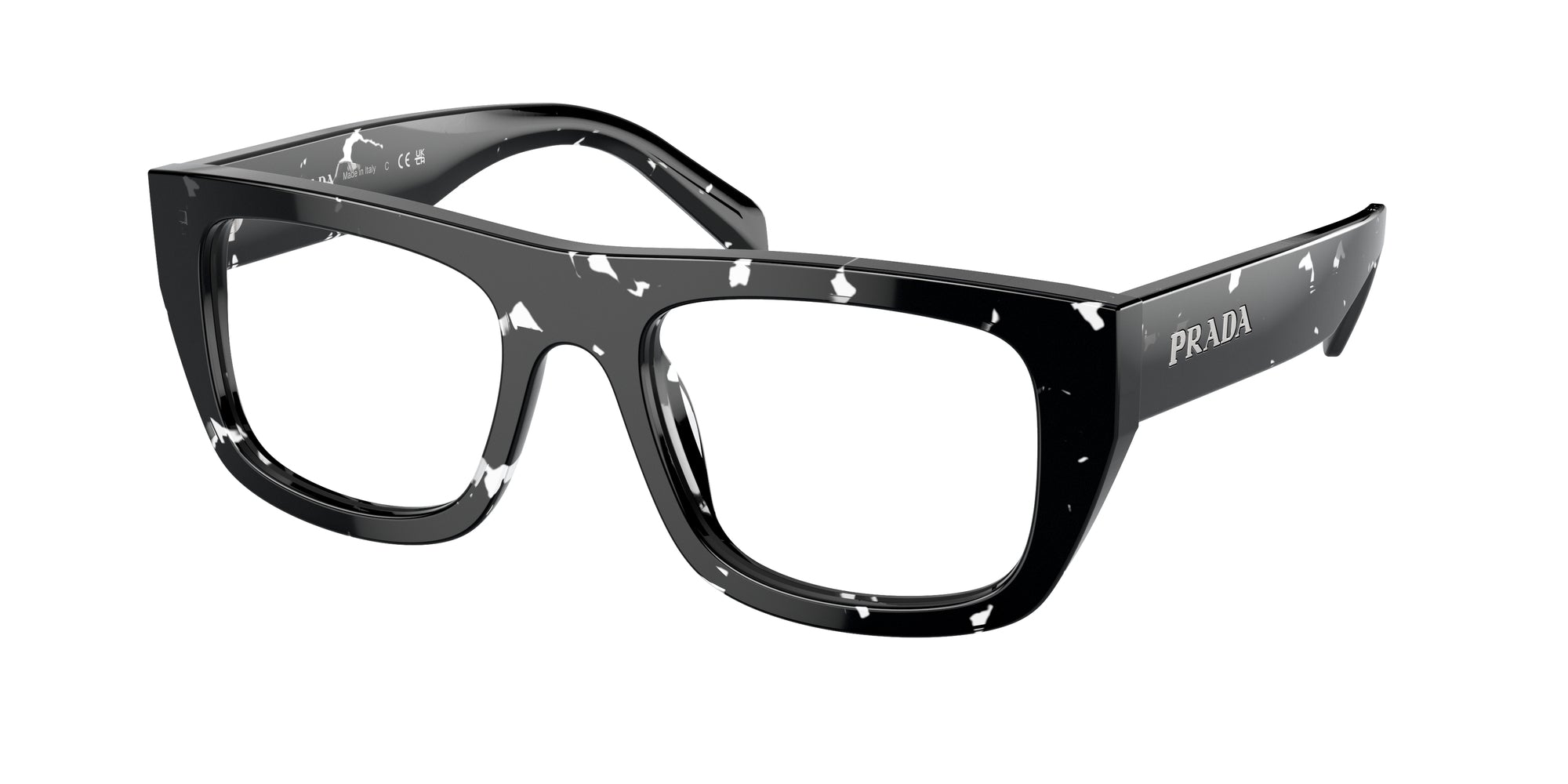 8056262143414 - Damen PR A17V  15O1O1 Rahmen von BRILLEN Acetat Schwarz Transparent Quadratisch Normal