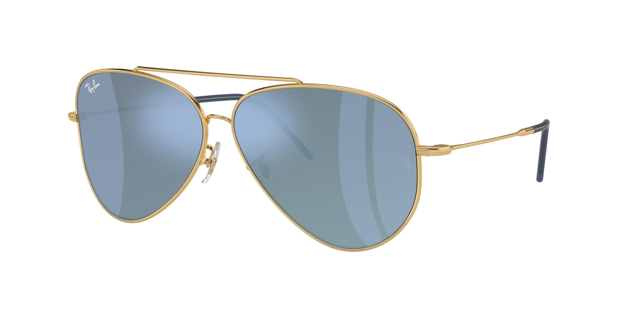 8056262144381 - Unisex RBR0101S Aviator Reverse 001 Ga Gläser SONNENBRILLEN Metall Gold Grau Pilot Normal Gespiegelt