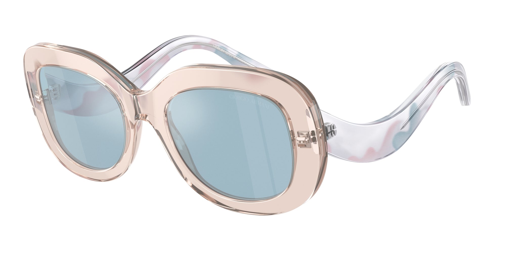 8056262145647 - Damen AR8217  61511N Gläser SONNENBRILLEN Acetat Rosa Hellblau Rund Gespiegelt