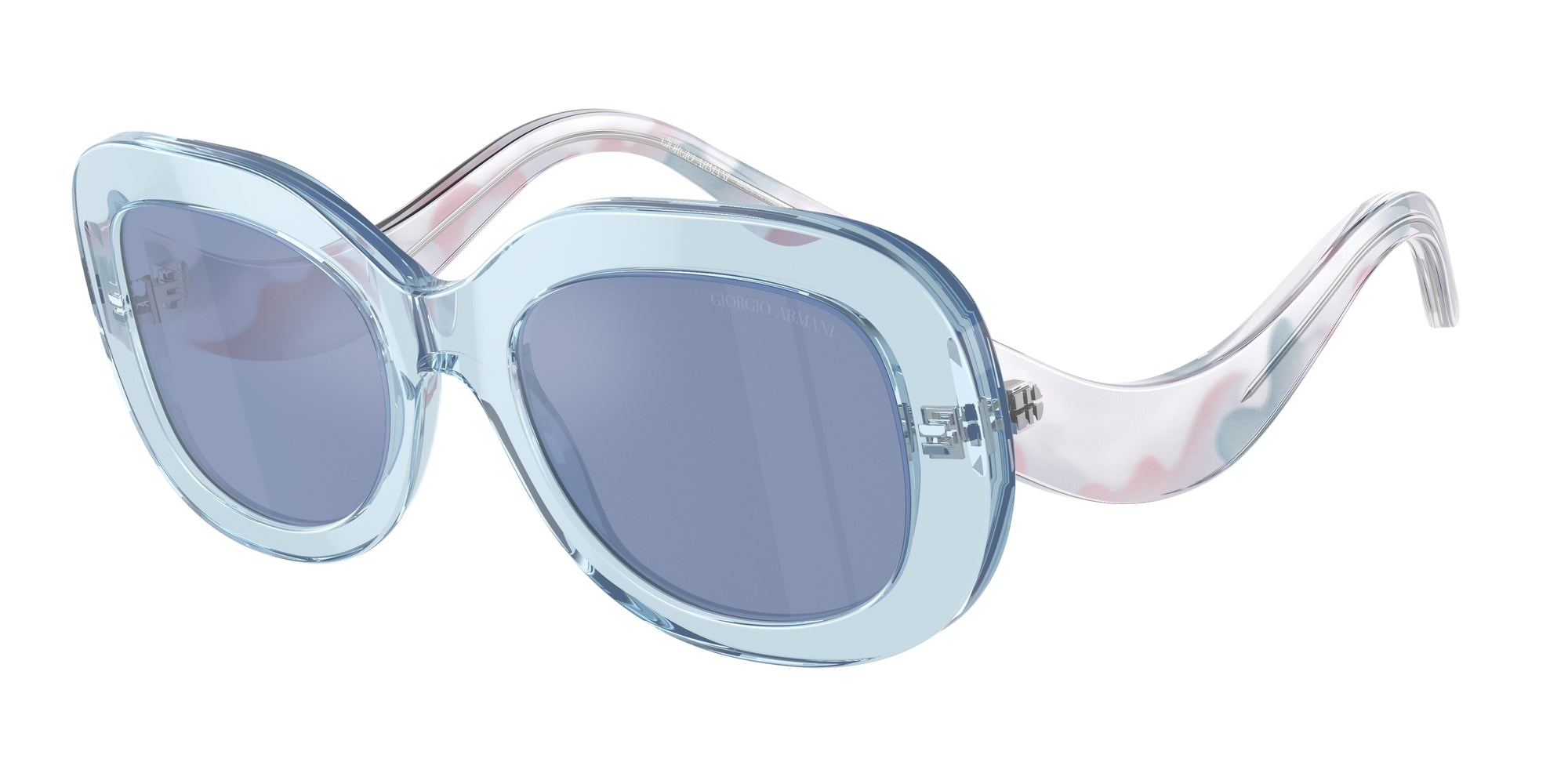 8056262145654 - Damen AR8217  61521U Gläser SONNENBRILLEN Acetat Blau Hellblau Rund Gespiegelt