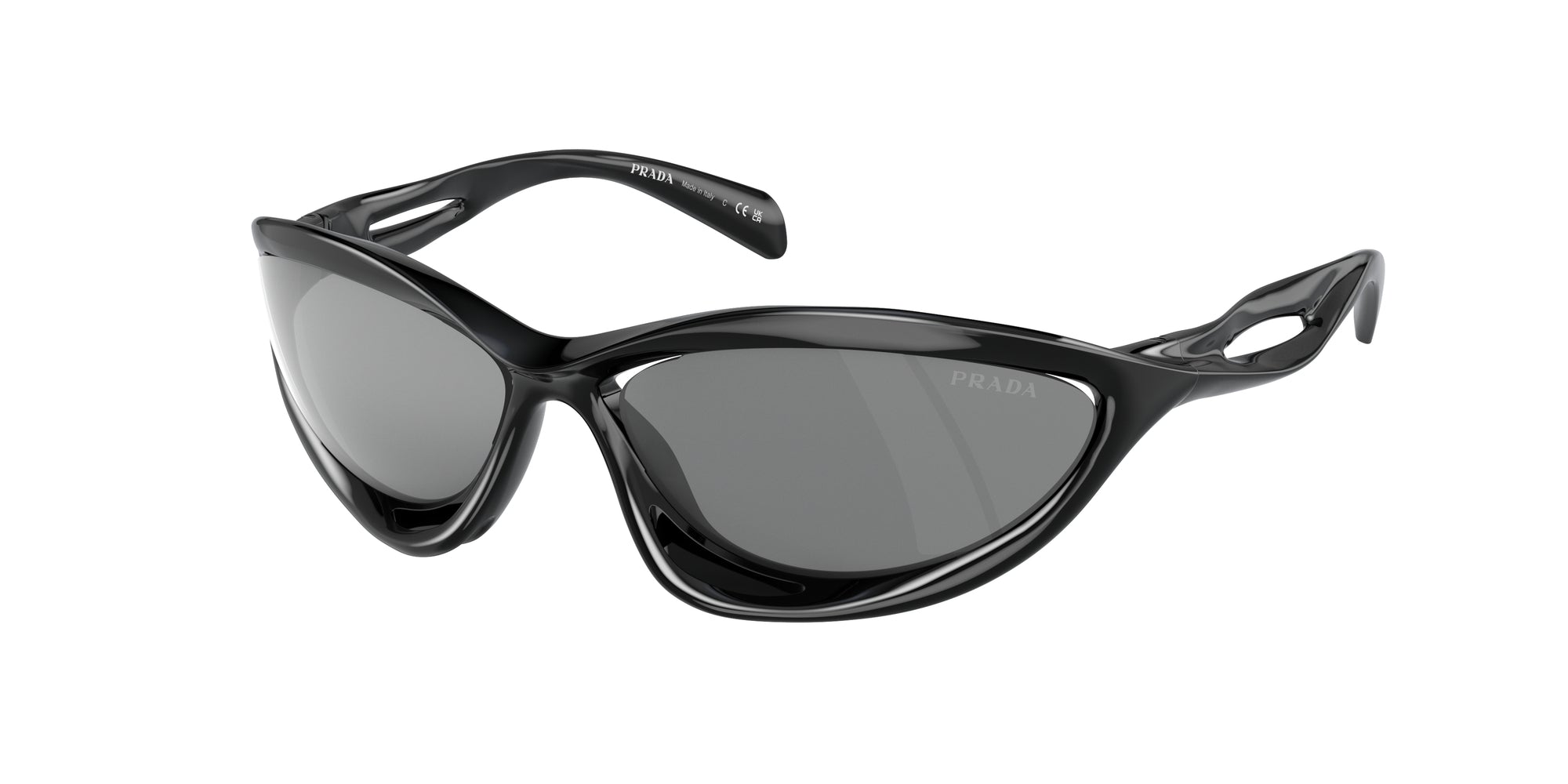 8056262146002 - Herren PR A26S  1AB60G Gläser SONNENBRILLEN Injiziert Schwarz Grau Cat Eye Gespiegelt Gespiegelt