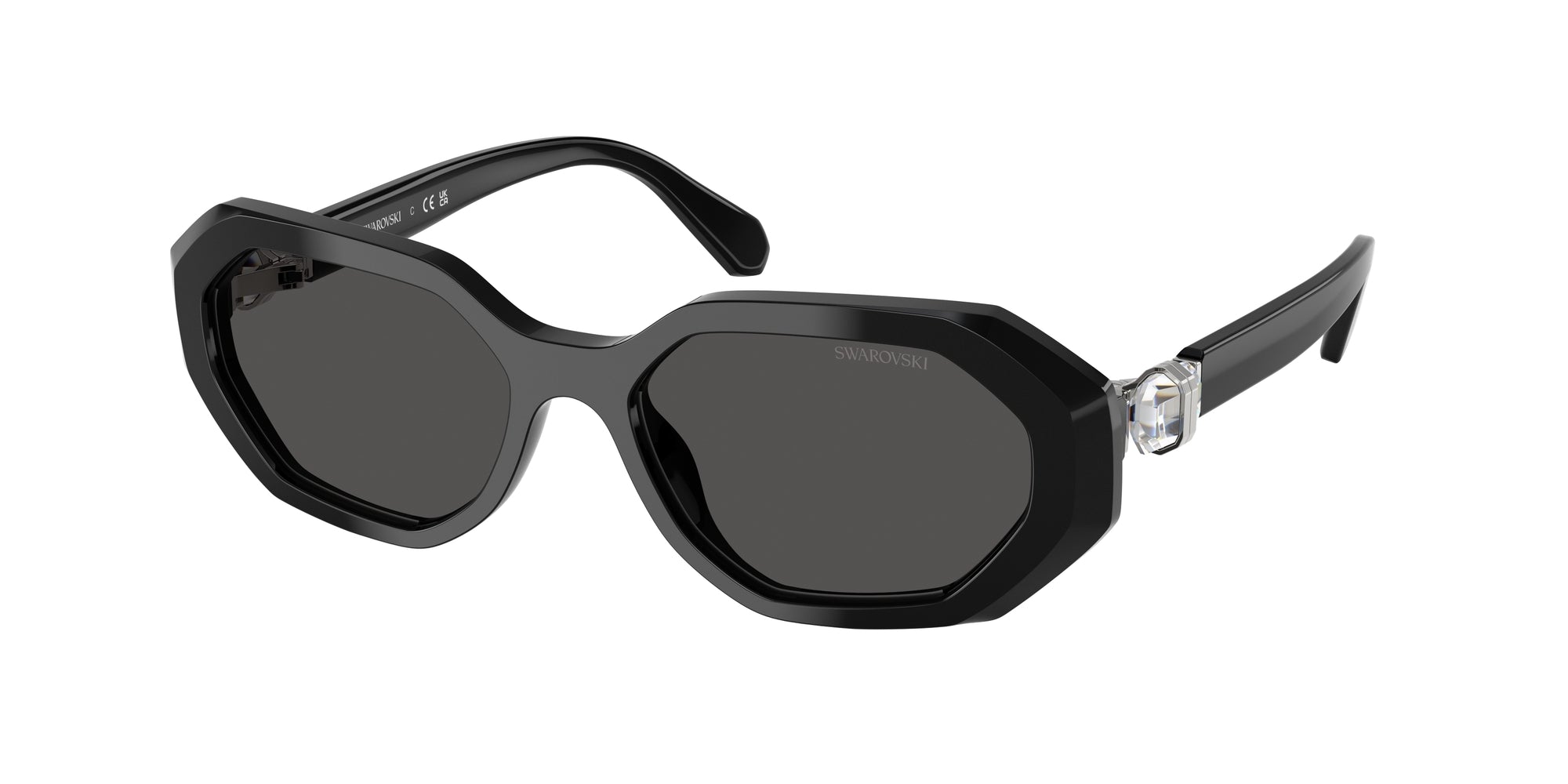 8056262220474 - Damen SK6028 100187 Gläser SONNENBRILLEN Acetat Schwarz Grau Geometrisch Normal 8056262220474 - Damen SK6028 100187 Gläser SONNENBRILLEN Acetat Schwarz Grau Geometrisch Normal