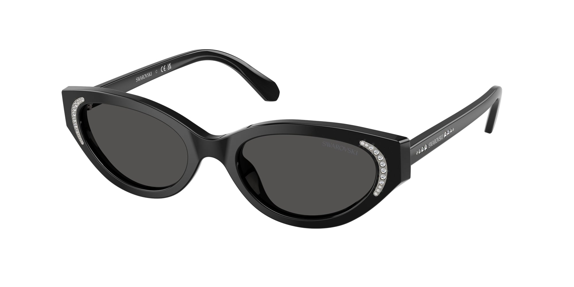 8056262222515 - Damen SK6030 100187 Gläser SONNENBRILLEN Acetat Schwarz Grau Rund Normal 8056262222515 - Damen SK6030 100187 Gläser SONNENBRILLEN Acetat Schwarz Grau Rund Normal