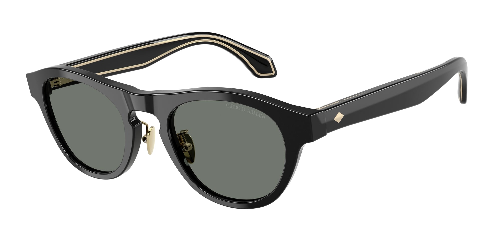 8056262241295 - Herren AR8225  500111 Gläser SONNENBRILLEN Acetat Schwarz Grau Rund Normal