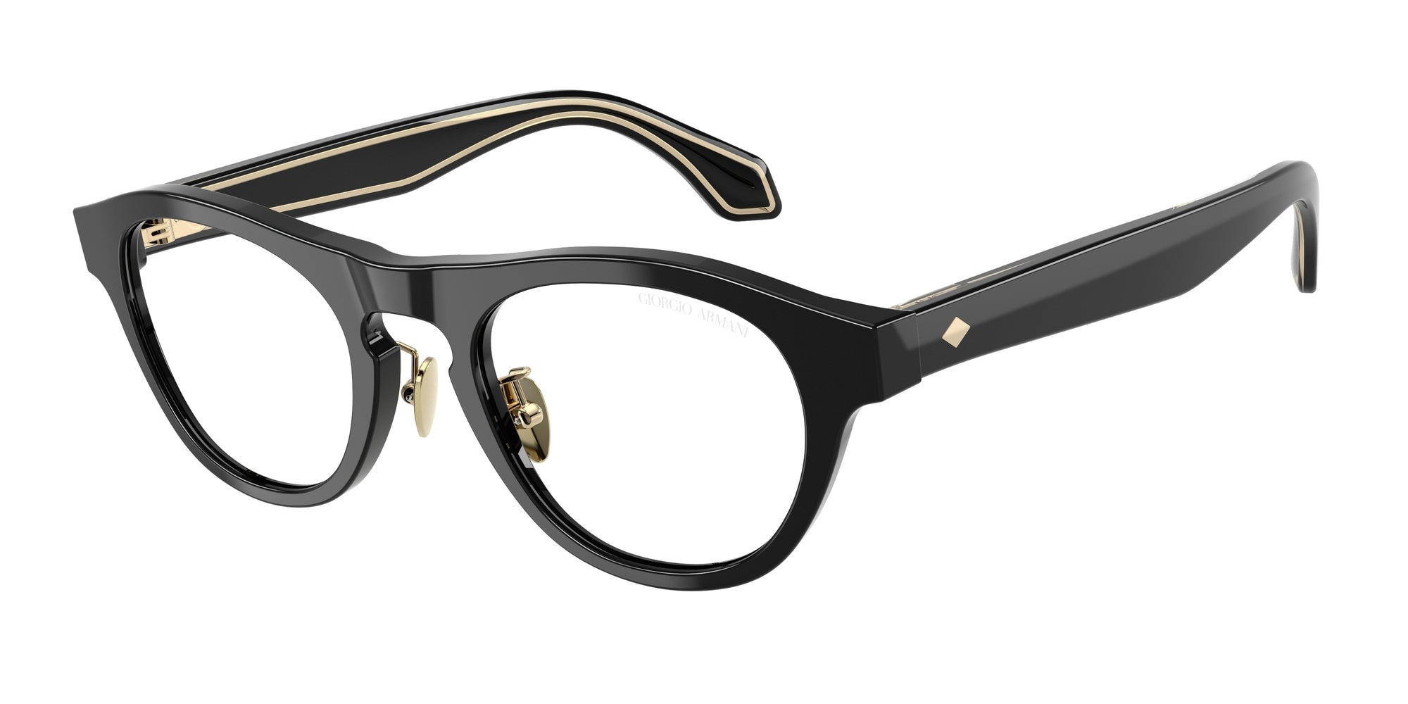 8056262241301 - Herren AR8225  50011W Gläser SONNENBRILLEN Acetat Schwarz Transparent Rund Normal