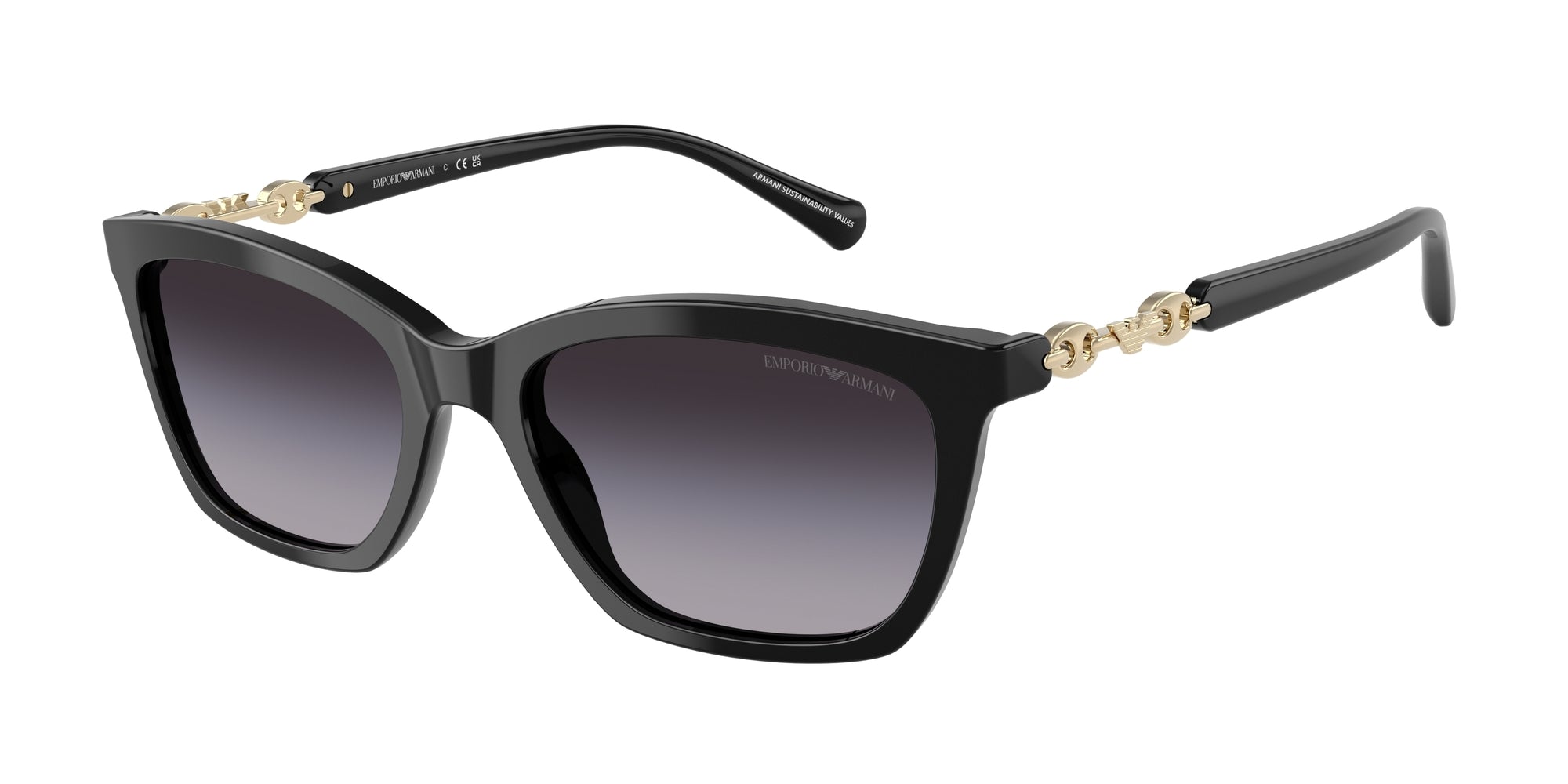 8056262242797 - Damen EA4238  50178G Gläser SONNENBRILLEN Acetat Schwarz Grau Cat Eye Normal Schattiert