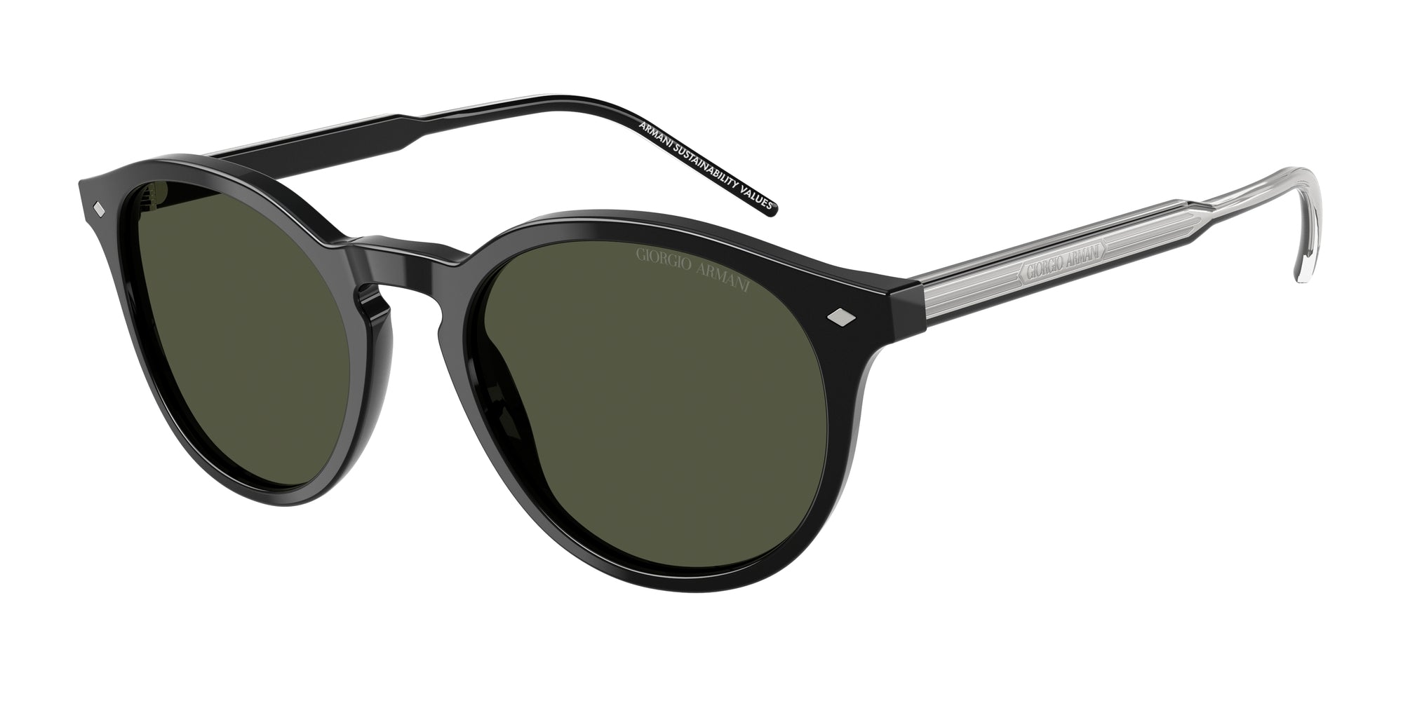 8056262250051 - Herren AR8211  587531 Gläser SONNENBRILLEN Acetat Schwarz Grün Pantos Normal