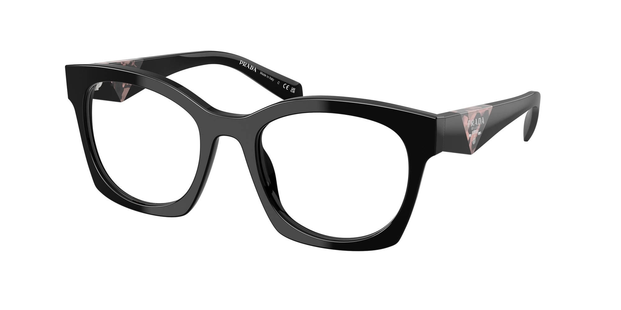 8056262346204 - Damen PR A05V  27A1O1 Rahmen von BRILLEN Acetat Schwarz Transparent Geometrisch Normal