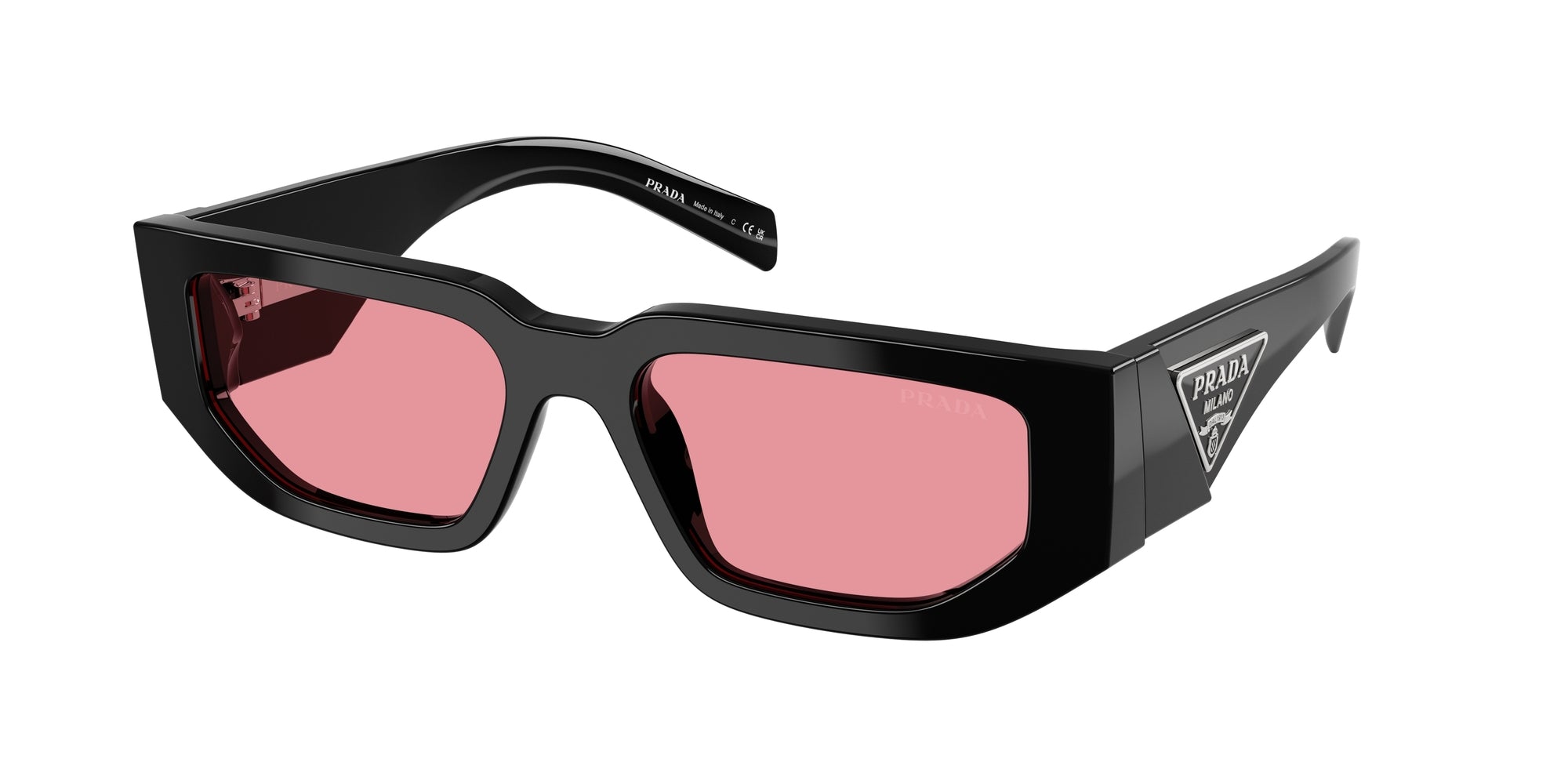 8056262346433 - Herren PR 09ZS  16K30L Gläser SONNENBRILLEN Acetat Schwarz Rosa Quadratisch Normal